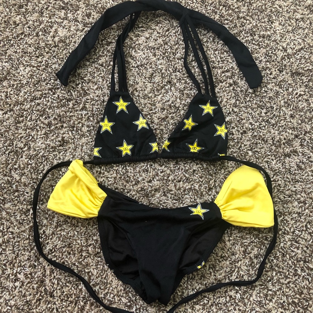 Black & Yellow Rockstar Two Piece Bikini